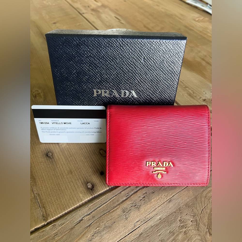Prada Small Red Leather Wallet